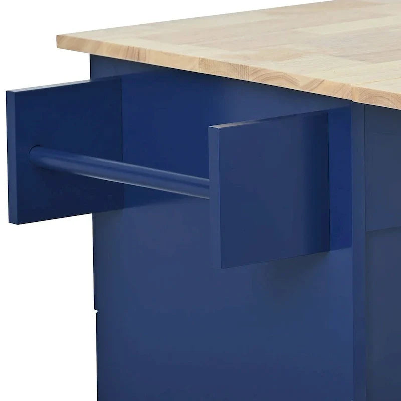 Mobile Kitchen Island on Wheels with Drop Leaf and Solid Wood Top - image 31