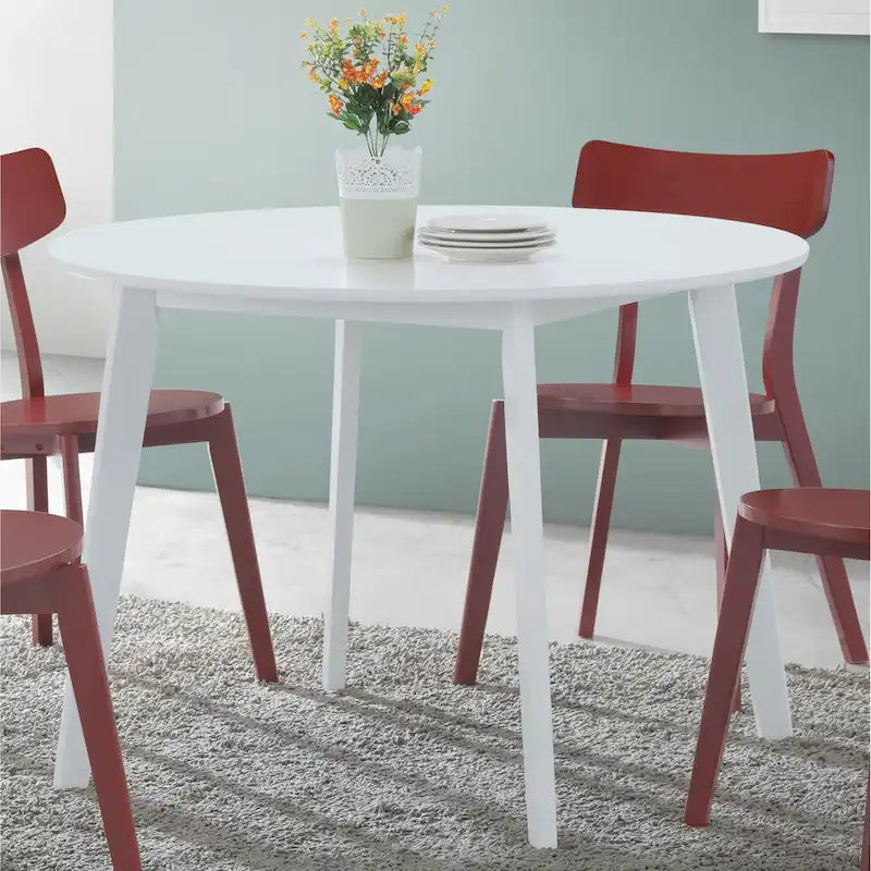 Roundhill Furniture Roma Modern White Round Dining Table - image 3