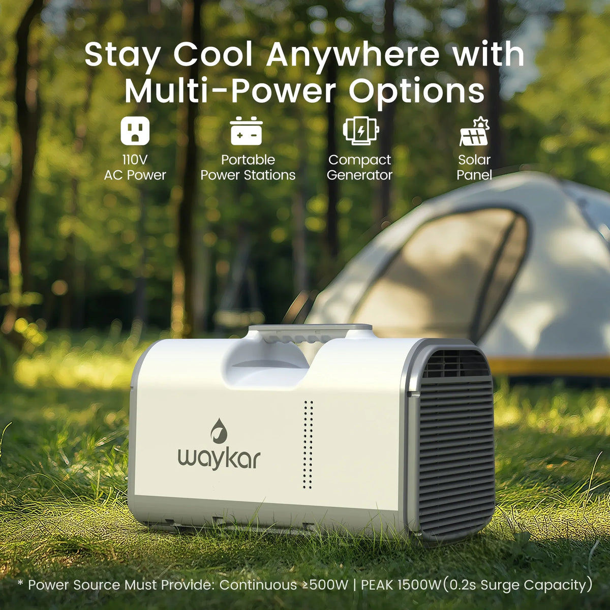 Waykar 4500BTU Portable Air Conditioner for Tent, Camping, RV, 130 Sq. Ft., Low Noise, Remote Control - image 6