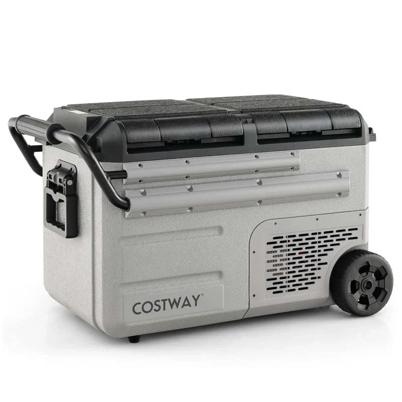 40-Quart Dual-zone Car Refrigerator with Wheels, 12V/24V DC & 100-240V AC Portable Car Fridge Cooler Freezer - image 3