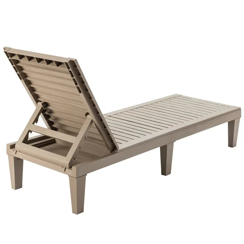 Outdoor Chaise Lounge Chair Patio Recliner Adjustable With 5 Positions Wood Texture Design Waterproof Easy To Assemble - Comf
