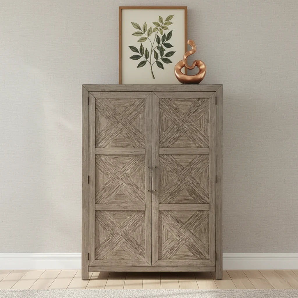 Skyview Lodge Cobblestone Oak Armoire - Spacious Bedroom Storage (54" W x 20" D x 75" H) - image 1