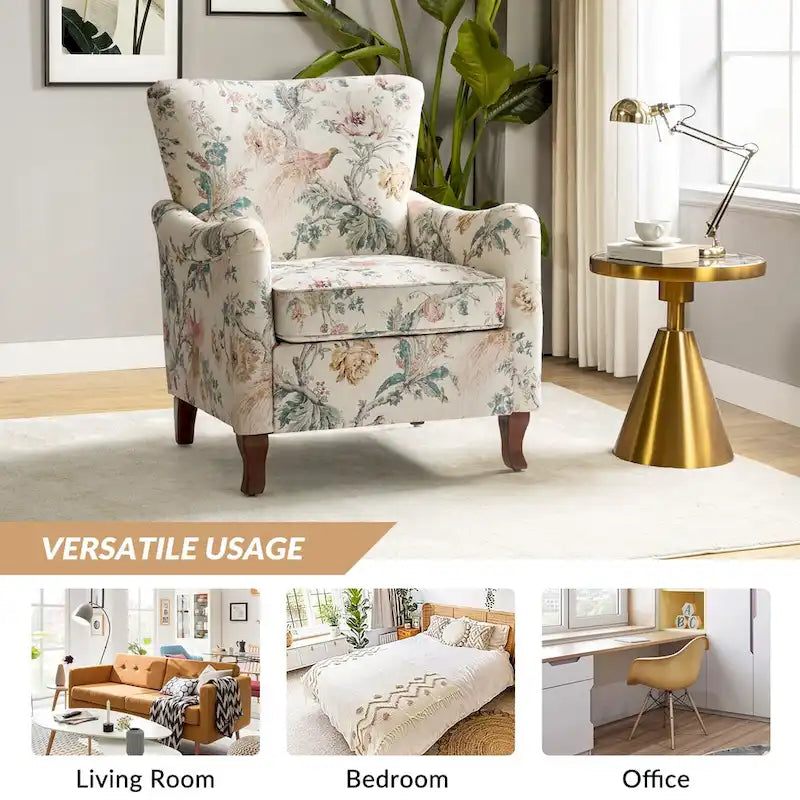 Set of 2 Samouel Contemporary Floral Wingback Armchairs by HULALA HOME - image 3