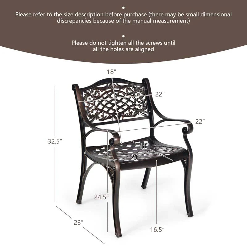 24Pcs All Weather Cast Aluminum Chairs With Armrests Amp Curved Seats Outdoor Dining Chairs Patio Bistro Armchairs - Comforta