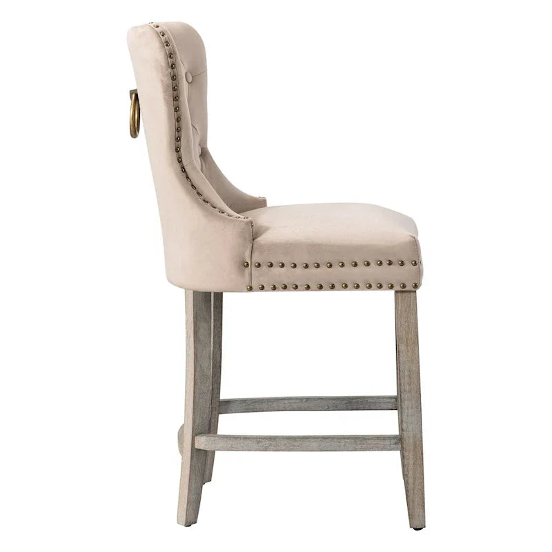Carter 24-Inch Wingback Tufted Counter Stool with Antique Grey Legs and Nailhead Trim - image 31
