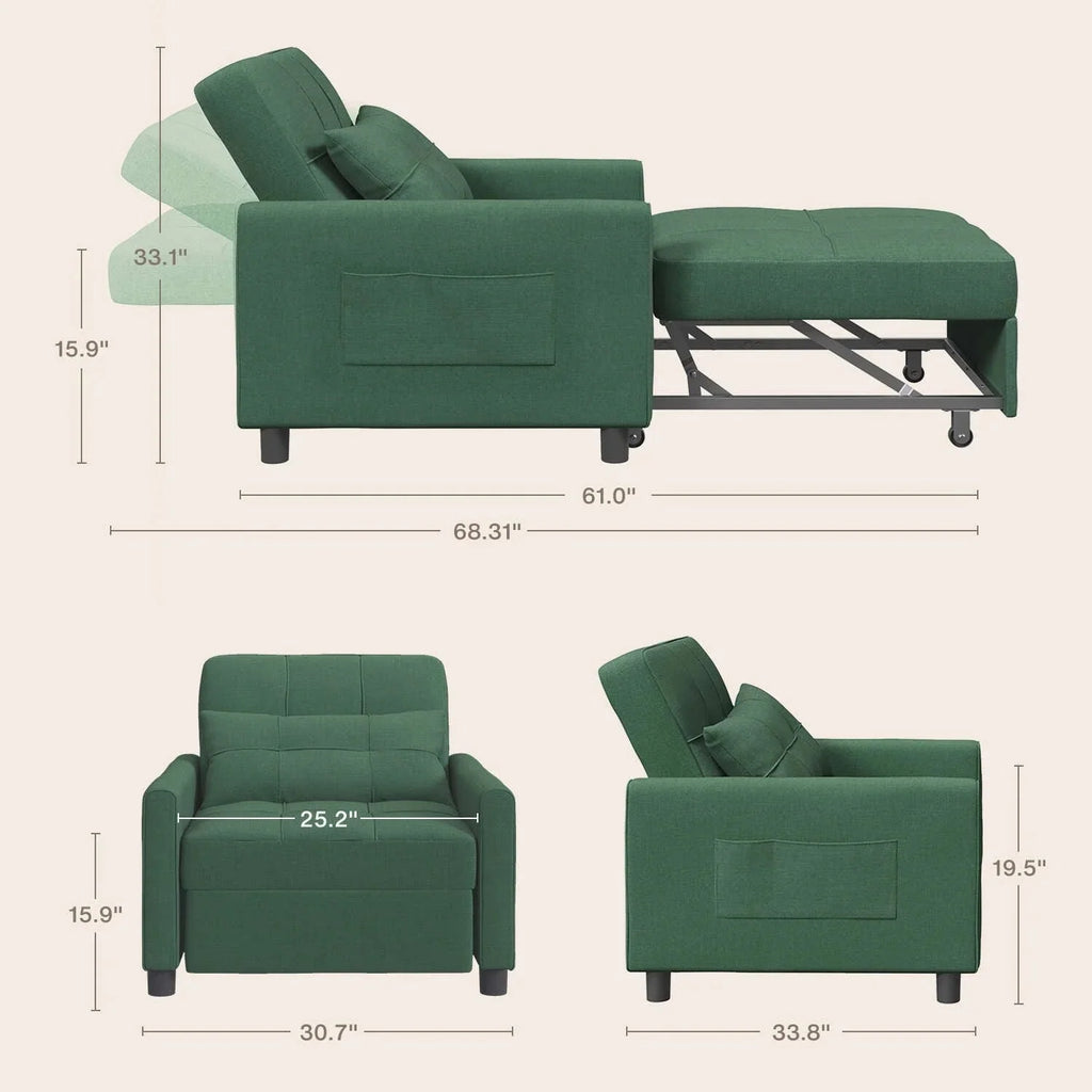 3-in-1 Adjustable Pull-Out Sleeper Sofa Bed With 330 Pounds Capacity