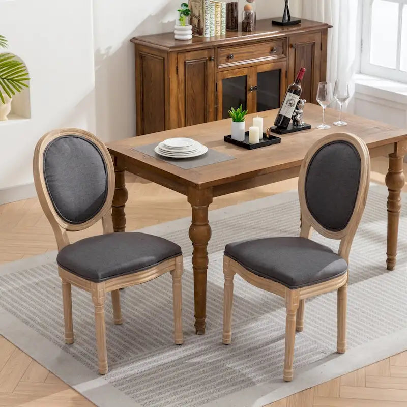 Set of 2 French Oval Back Dining Chairs - Elegant Retro Design with Solid Wood Frame - image 15