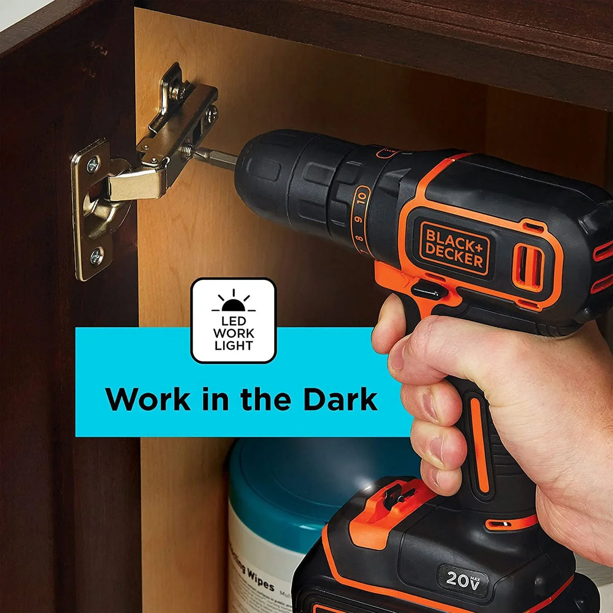 BLACK+DECKER 20V Cordless 3/8 in Drill Driver, 1.5Ah, Battery and Charger Included - image 5