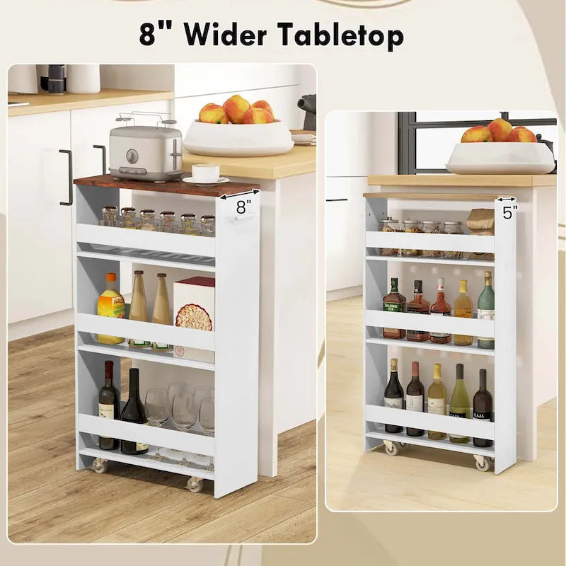 Costway 4-Tier Slim Rolling Kitchen Cart with Wheels - 8 Storage Compartments - image 26