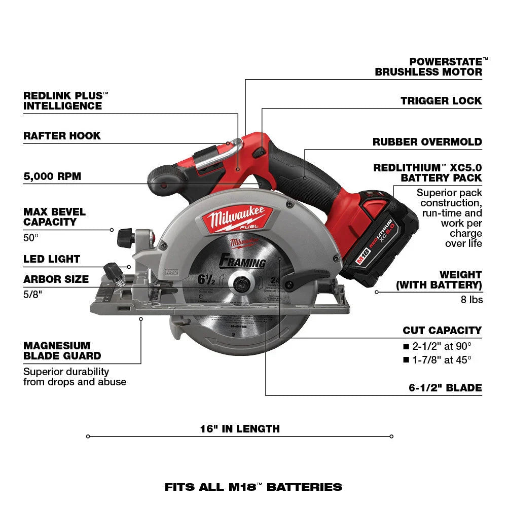 FUEL Lithium-Ion Brushless Cordless 7 Tool Combo Kit 5.0 Ah 18V M18 - image 3