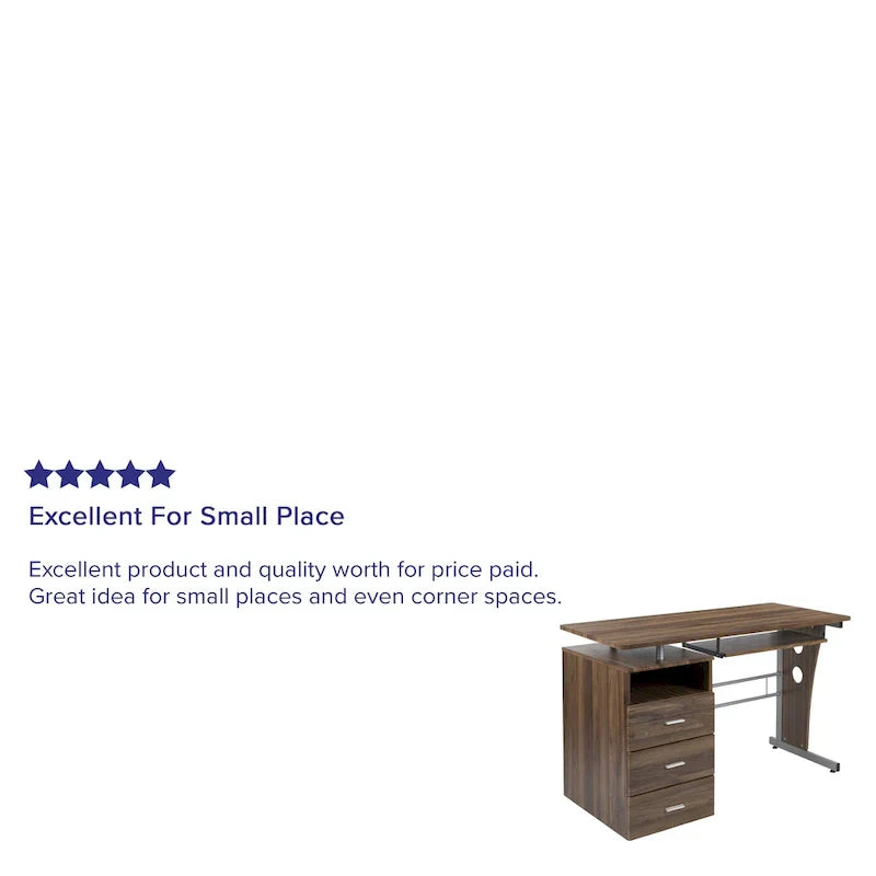 3-Drawer Pedestal Computer Desk with Keyboard Tray - image 18
