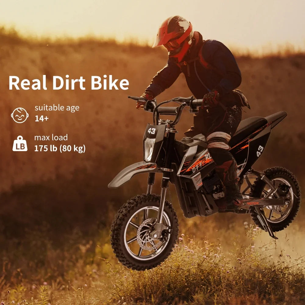 Electric Dirt Bike for Kids,36V Ride on Motorcycle,Up to 15.5MPH,350W Brushless Motor,LED Headlight,Leather Seat,Front and Back Brakes,Electric Motorcycle for Kids Age 8-16,Max Load 175lbs - image 4