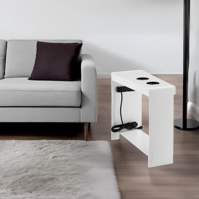 Compact Charging Side Table - Nightstand with Storage, Dual Power Outlets & USB Ports - image 23