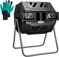 VIVOSUN Outdoor Tumbling Composter Dual Rotating Batch Compost Bin, 43 Gallon Black Door - image 1