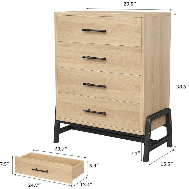 Freestanding 4-Drawer Dresser with Storage - 38.6" Tall - image 2