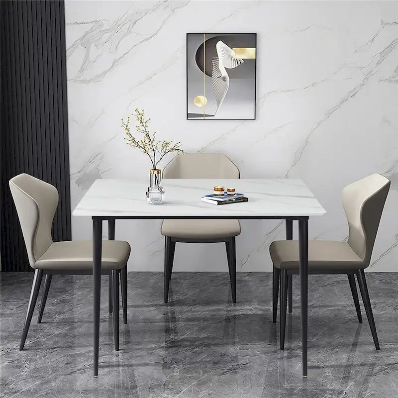 Contemporary Slate Kitchen Dining Table with Sintered Stone Surface and Metal Legs (Table Only) - 31.5 x 31.5 x 30 inches - image 3