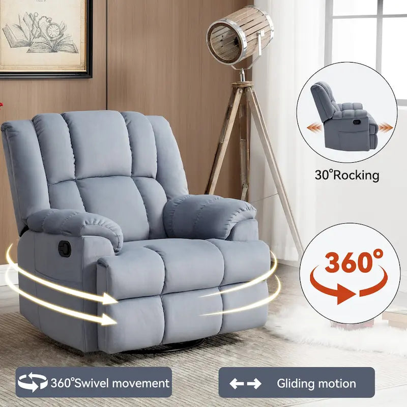 Extra-Large Swivel Rocker Recliner with Footrest and Pockets - Manual Operation - image 34
