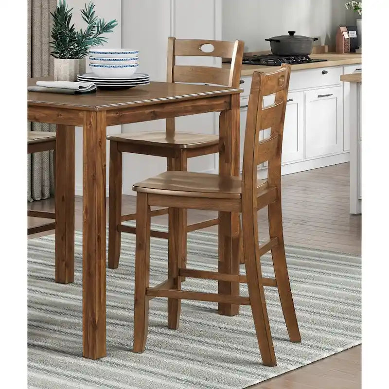 5-Piece Wooden Counter Height Dining Set: Square Table and 4 Chairs for Your Kitchen - image 4