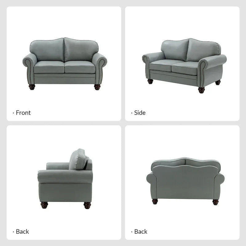 Angel Transitional Genuine Leather Sofa with Tufted Backrest by HULALA HOME - image 30