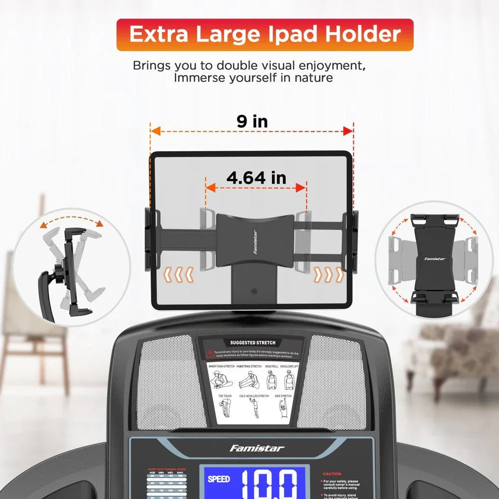 Famistar Folding Treadmill for Home with 15 Levels Auto Incline, 300LB Capcity, 10MPH Fast Speed Controls - image 6