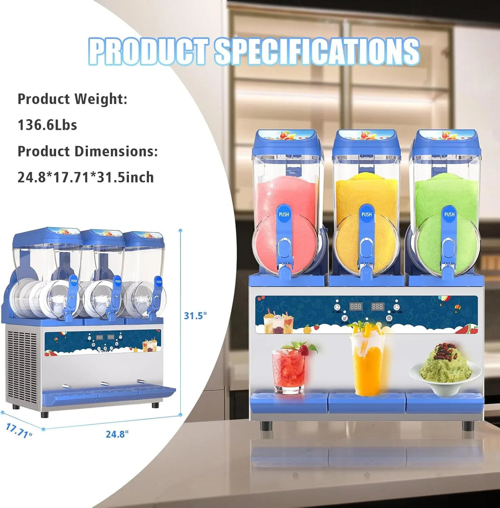Commercial Slushy Machine - 1000W 30L Tanks Slush Maker Machine 304 Stainless Steel Commercial Margarita Machines Efficient C