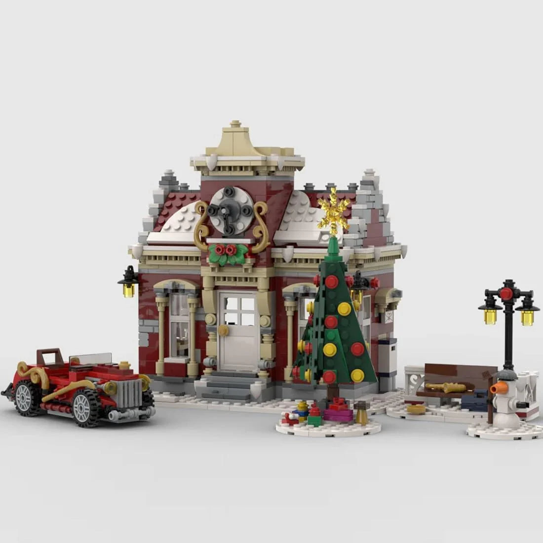 Christmas Country Church Building Kit, MOC-147549 Winter Modular Building Blocks Christmas House Building Block Building Toy 