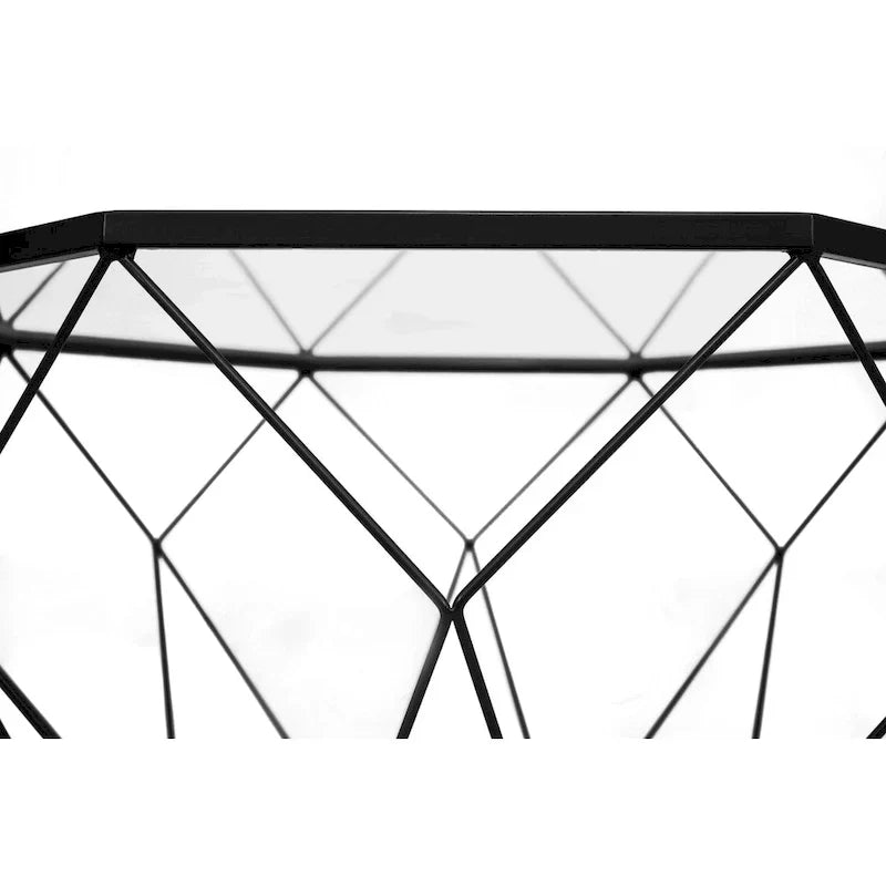 Malibu 22 Modern Octagonal Coffee Table with Tempered Glass Top and Durable Metal Geometric Base for Living Room or Office - image 34