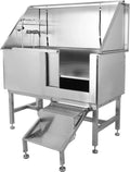 50" Dog Wash Bathtub, Pet Wash Station, Professional Stainless Steel Dog Grooming Tub with Ramp, Faucet, Sprayer, Drain Kit, 