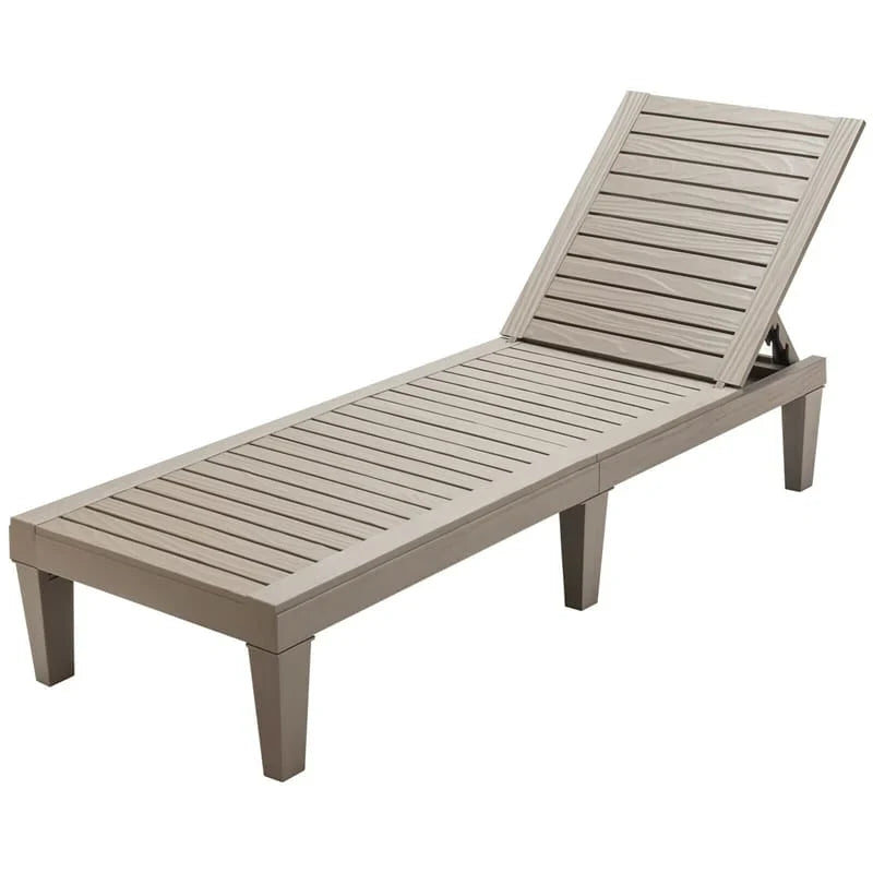 Outdoor Chaise Lounge Chair Patio Recliner Adjustable With 5 Positions Wood Texture Design Waterproof Easy To Assemble - Comf