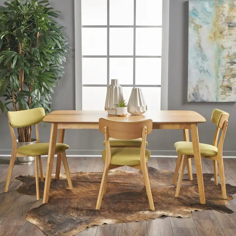 Mid Century Dining Table Set with 4 Upholstered Chairs and Wooden Frame - image 20