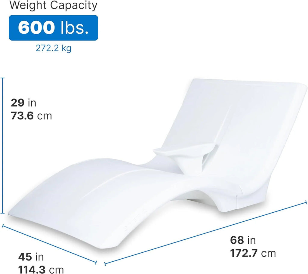 Pool Lounger, Fade-Resistant, Waterproof Patio Furniture, Pool Lounge Chair for Sun Shelf, Use in Pools with Shelves Up to 9-Inches Deep or Outside Pool Deck, Weighted, White - image 10