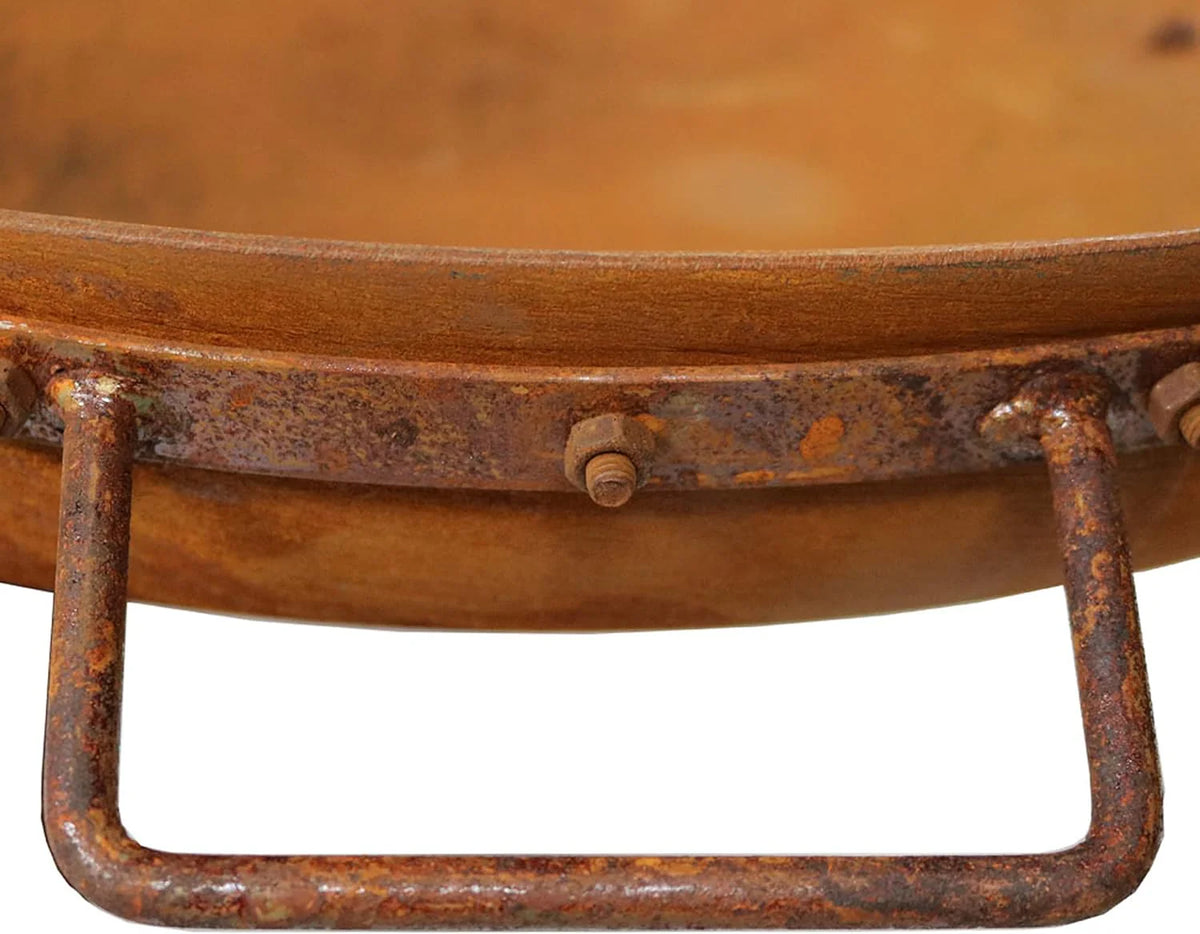 34-Inch Rustic Cast Iron Outdoor Raised Fire Pit Bowl with Handles - Oxidized Finish - image 6