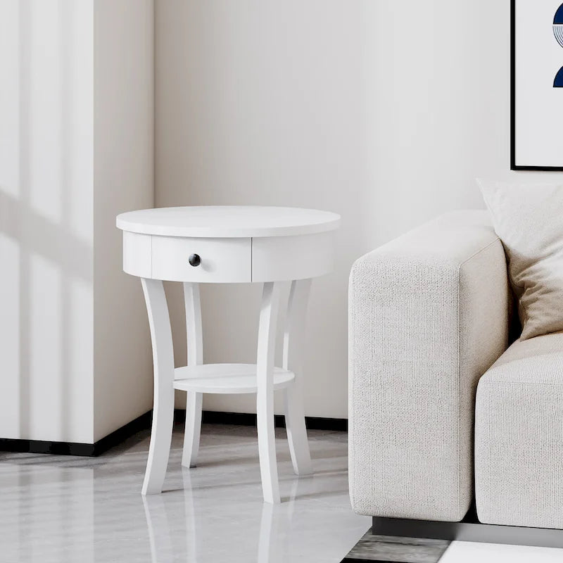 Costway Round 2-Tier Side Table - Versatile Nightstand for Bedroom and Living Room - image 14