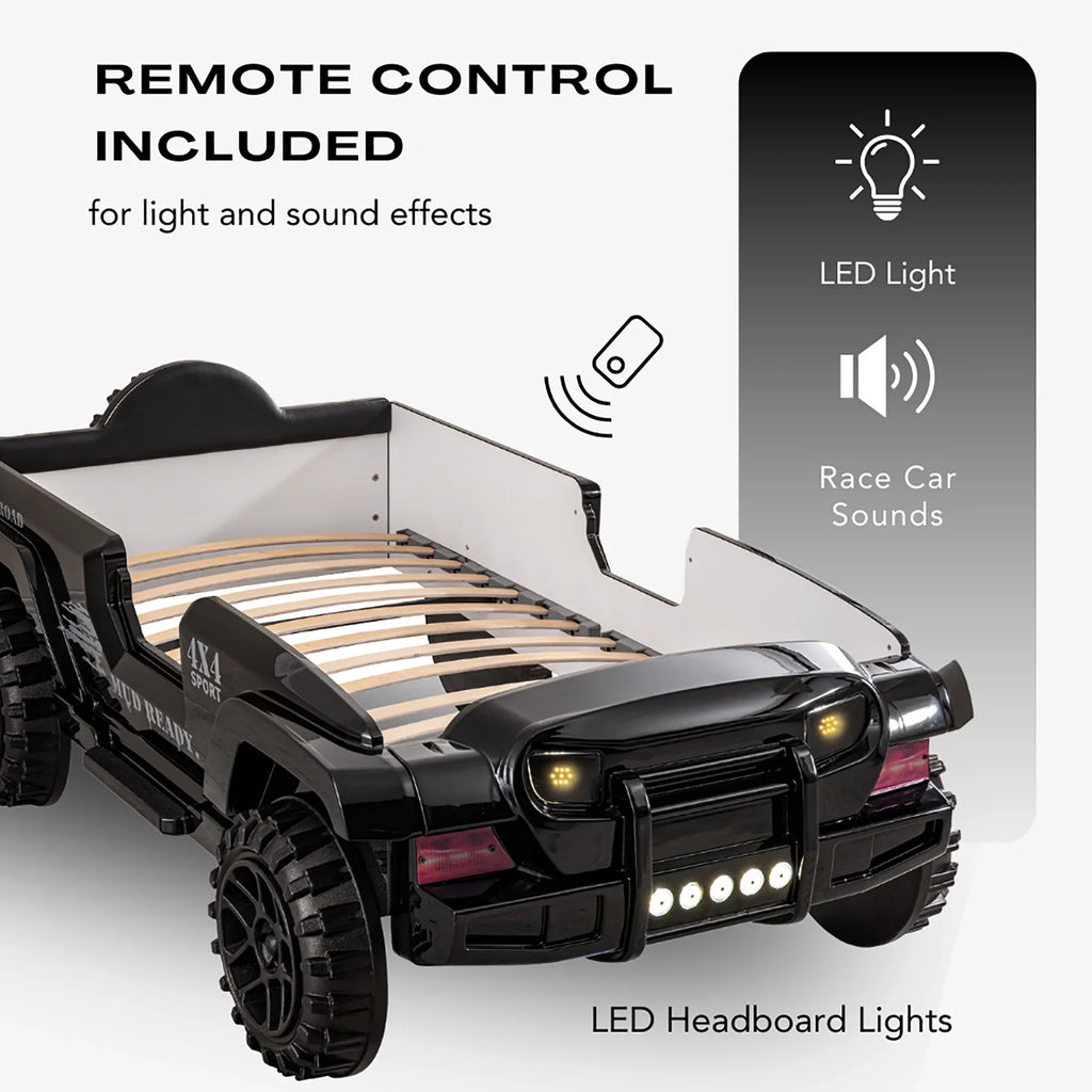 Furniture of America Terra Kids Plastic Twin SUV Bed with LED and Sound, Black - image 30