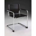 Set of 2 Black Leather Dining Chairs with Chrome Frames - image 1