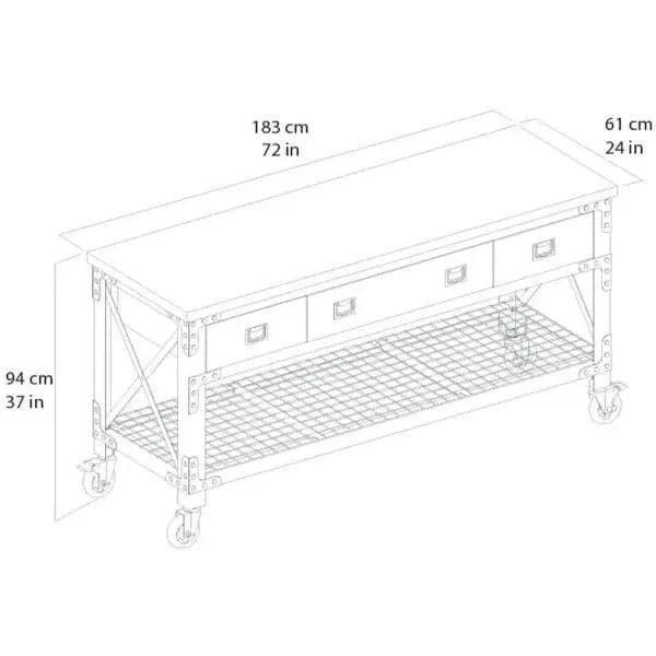 Building Products 72 in. 3-Drawers Rolling Industrial Workbench and Wood Top - image 7