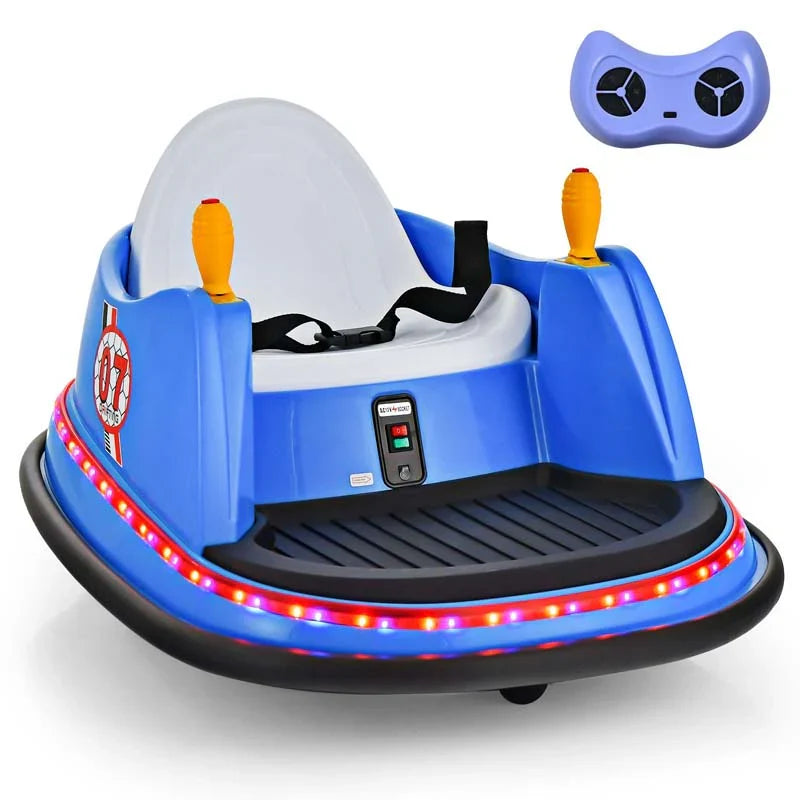 12V Toddler Bumping Car Battery Powered Baby Ride On Bumper Car With Dual Joysticks Flashing Led Light Amp 360 Degree Spin