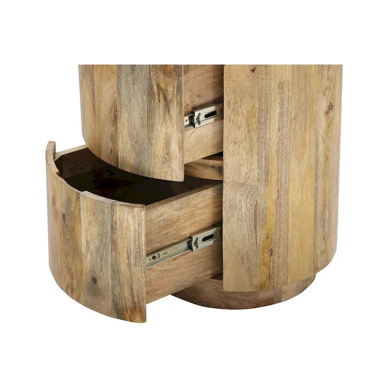 Round Nightstand with 2 Drawers Wooden Bedside Table - image 8