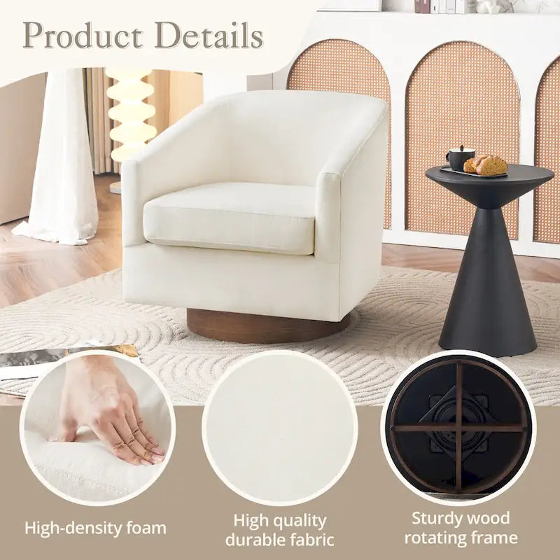 LUE BONA Contemporary Upholstered Wooden Barrel Swivel Accent Chair for Living Room - image 16