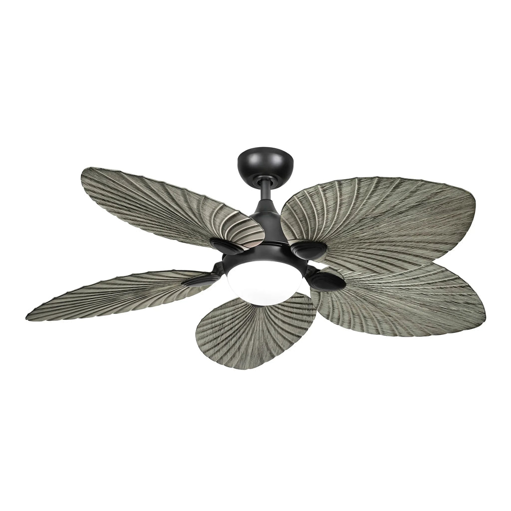 ModFusion 52" Gray Black Coastal Ceiling Fan with Palm Leaf Blades, LED Light & Remote -C Quiet Reversible DC Motor Indoor/Outdoor - image 3