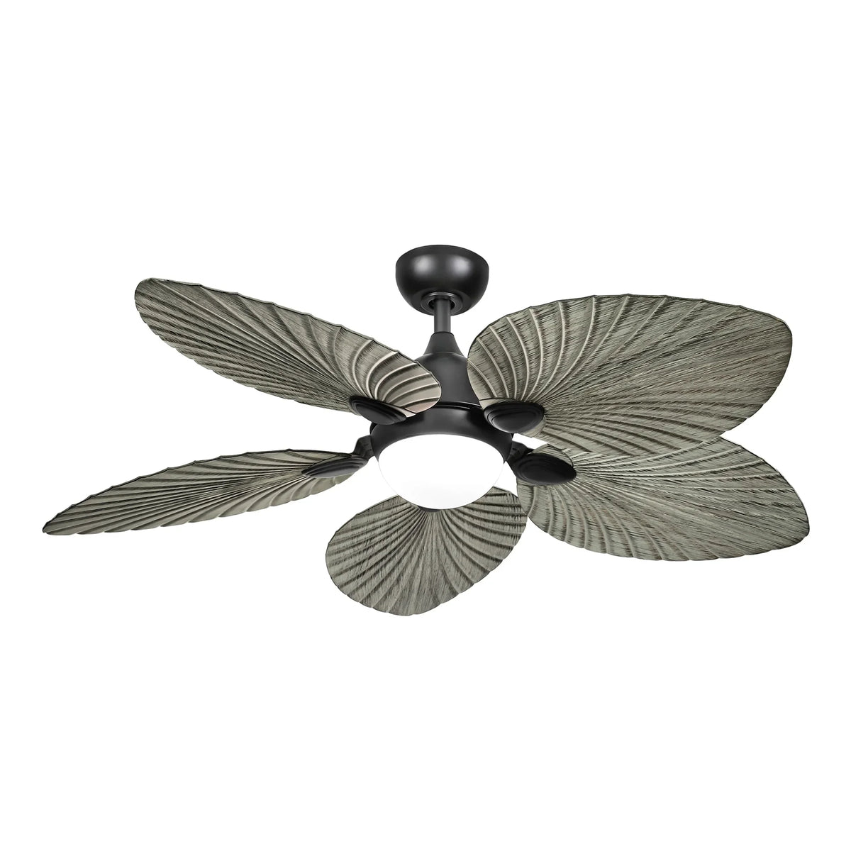 ModFusion 52" Gray Black Coastal Ceiling Fan with Palm Leaf Blades, LED Light & Remote -C Quiet Reversible DC Motor Indoor/Outdoor - image 3