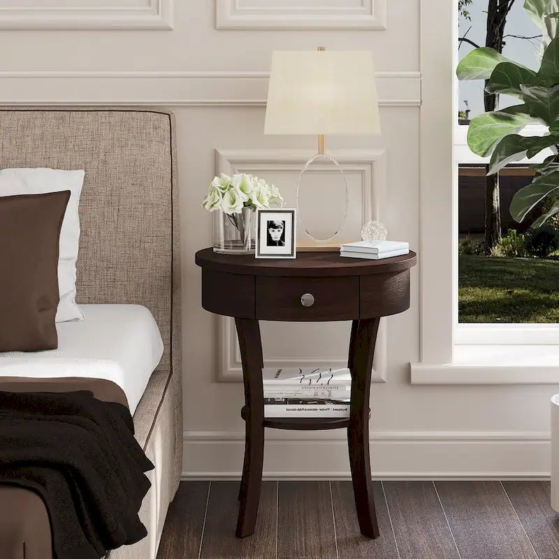 Costway Round 2-Tier Side Table - Versatile Nightstand for Bedroom and Living Room - image 31