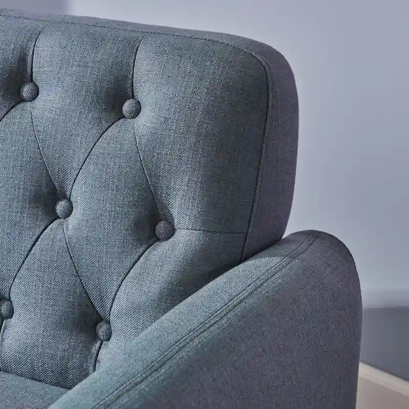 Mid Century Tufted Sofa with Cushioned Seat and Wooden Legs - image 20
