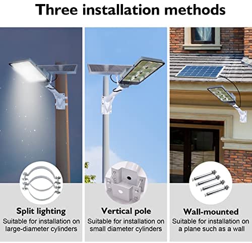 450W Solar Street Flood Lights Outdoor Lamp with Remote Control Dusk to Dawn Security Lighting for Yard Garden Gutter Basketball Court Arena Lawn lm - image 6