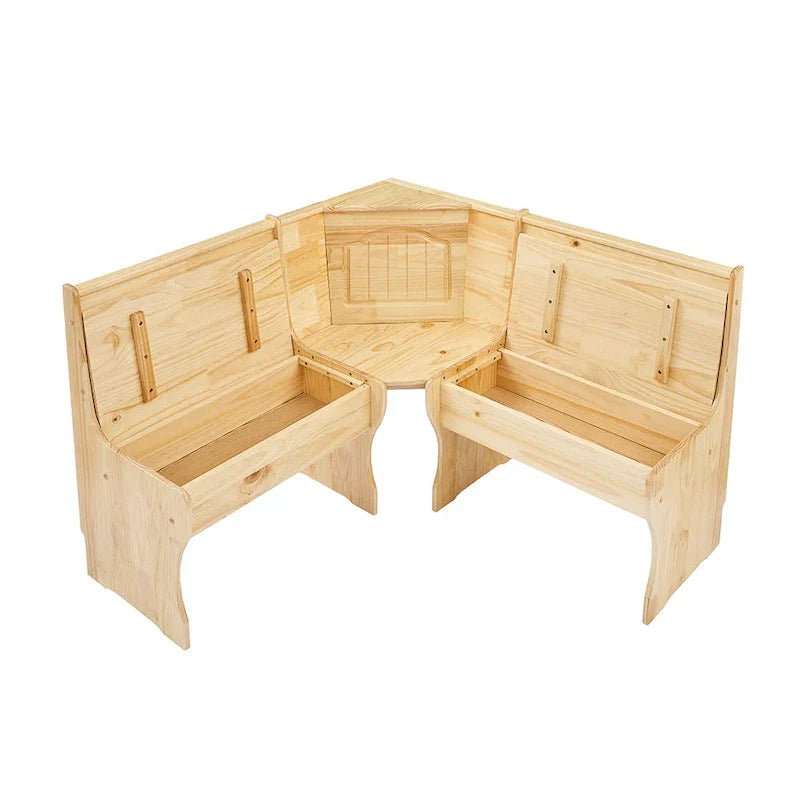 MUSEHOMEINC Classic 3-Piece Solid Wood Breakfast Nook Dining Set with Side Bench and Hidden Storage - image 7