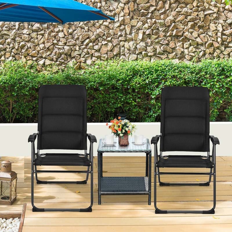 2 Pack Folding Patio Chairs 7 Position Adjustable Lawn Chair Recliner Camping Chair Compact Outdoor Sling Chair Fully Assembl