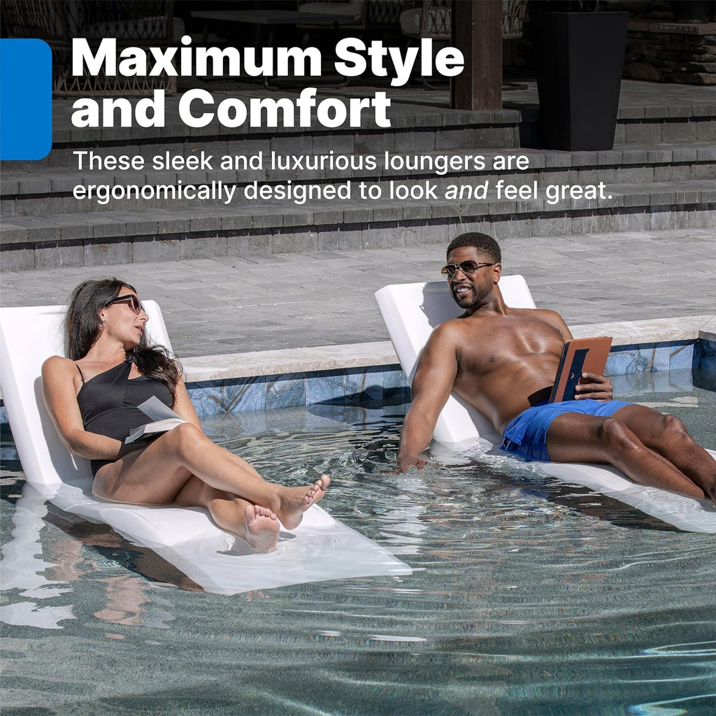 Pool Lounger, Fade-Resistant, Waterproof Patio Furniture, Pool Lounge Chair for Sun Shelf, Use in Pools with Shelves Up to 9-Inches Deep or Outside Pool Deck, Weighted, White - image 7