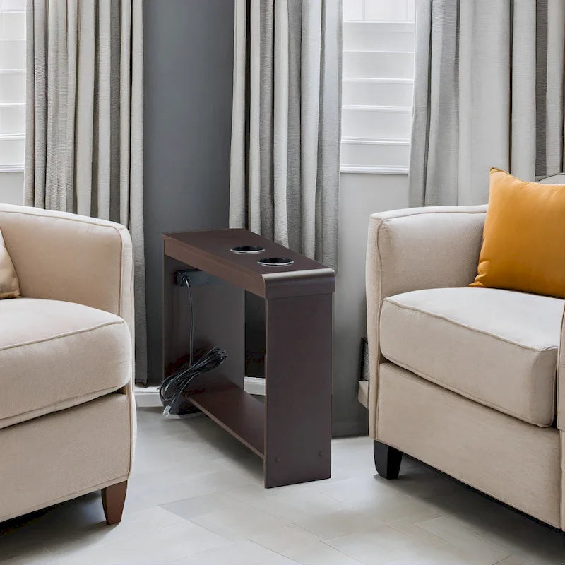Compact Charging Side Table - Nightstand with Storage, Dual Power Outlets & USB Ports - image 13