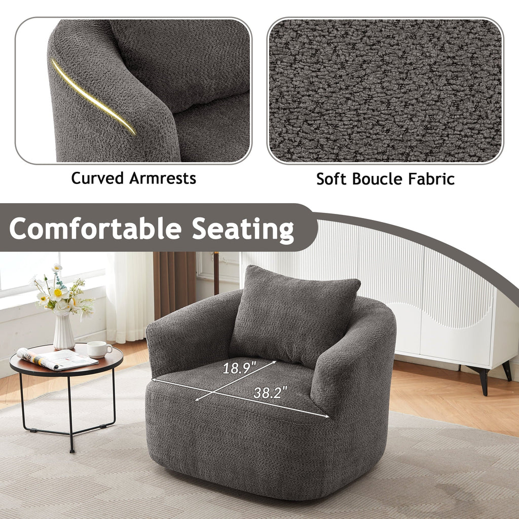 Harper & Bright Designs 360- Swivel Accent Chair, Barrel Chair Swivel Upholstered Sofa Chair with Cushion for Living Room Office, Beige - image 21