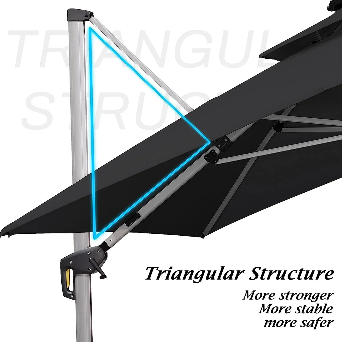 12ft Solar LED Patio Umbrella Outdoor Round Umbrella Large Cantilever Umbrella with LED Lights Windproof Bias Umbrella Heavy 